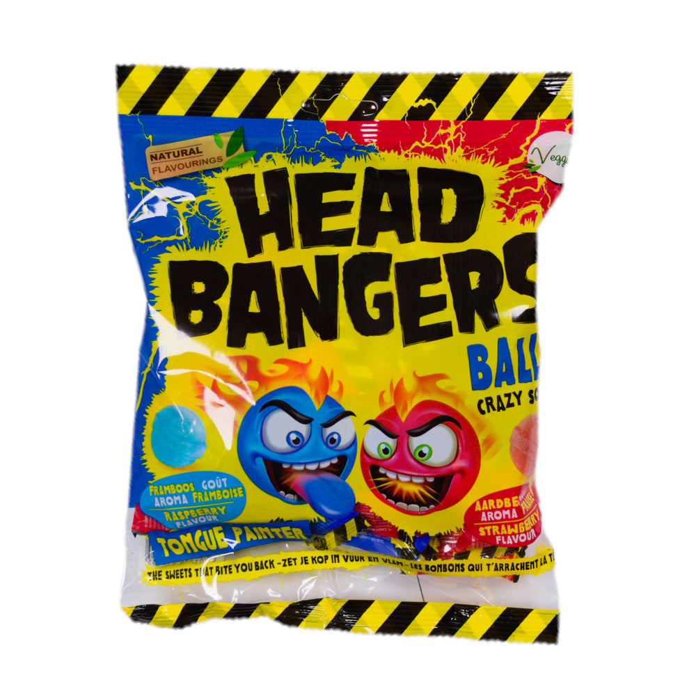 Head Bangers Balls Crazy Sour Raspberry & Strawberry Flavor 135g
