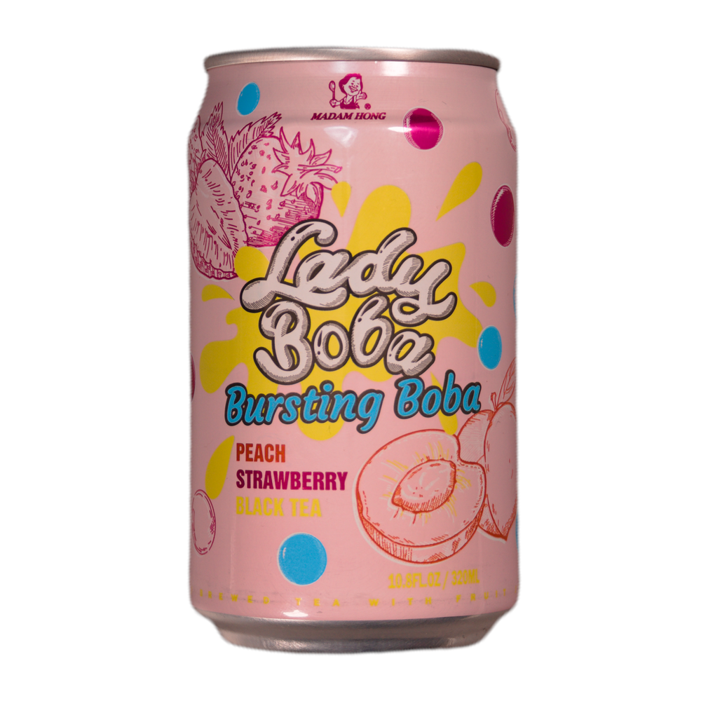 Madam Hong Lady Boba Bubble Tea Peach Strawberry Black Tea 320ml